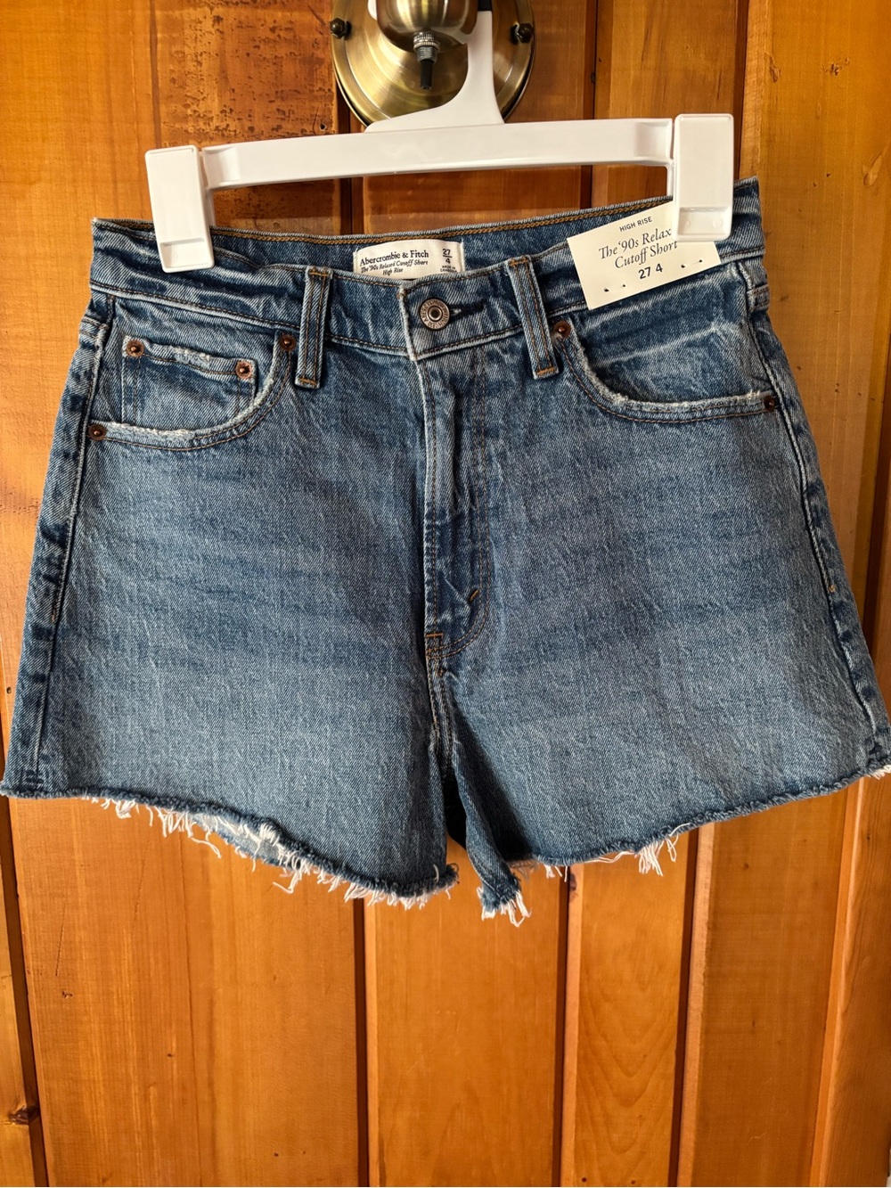 Abercrombie & Fitch 90s Relaxed Denim Cutoff Shorts. High Rise
